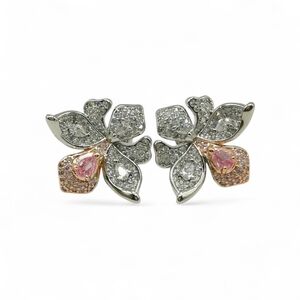 CZ Pink Orchid Earrings Silver 🆕